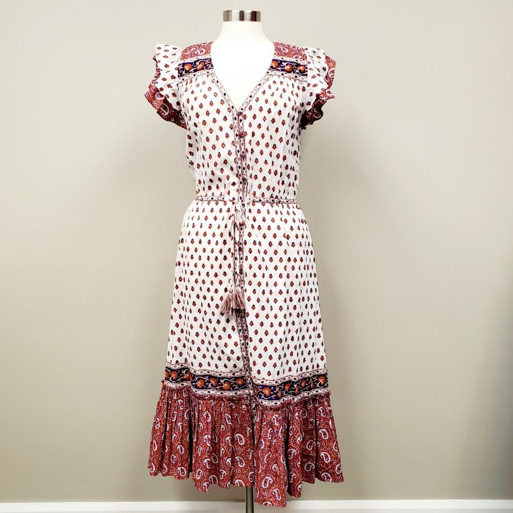 Veronica Beard Tinzia Mixed Print Midi Dress Sz L NWT